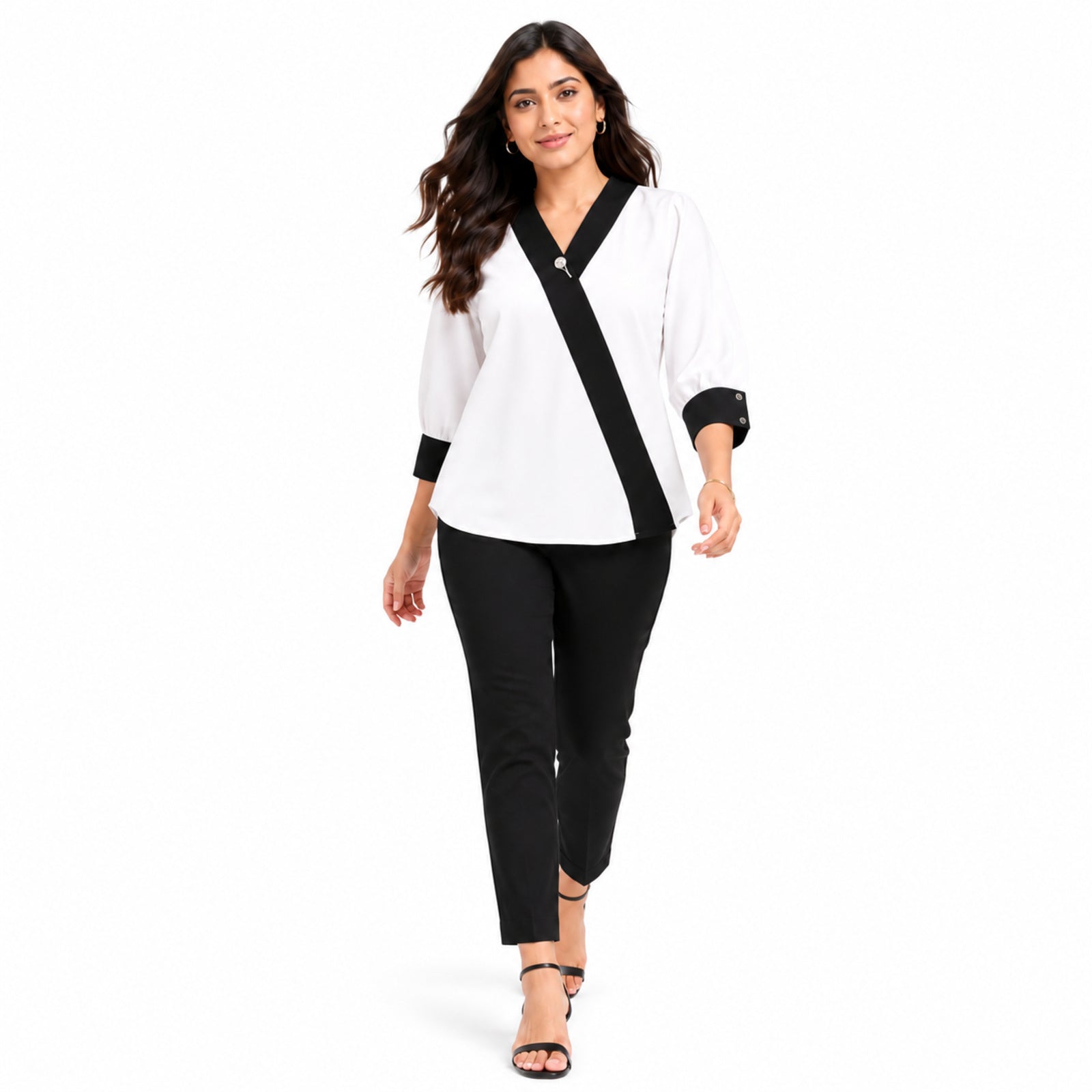 Women's Sophisticated Monochrome Angrakha Style Co-ord Set