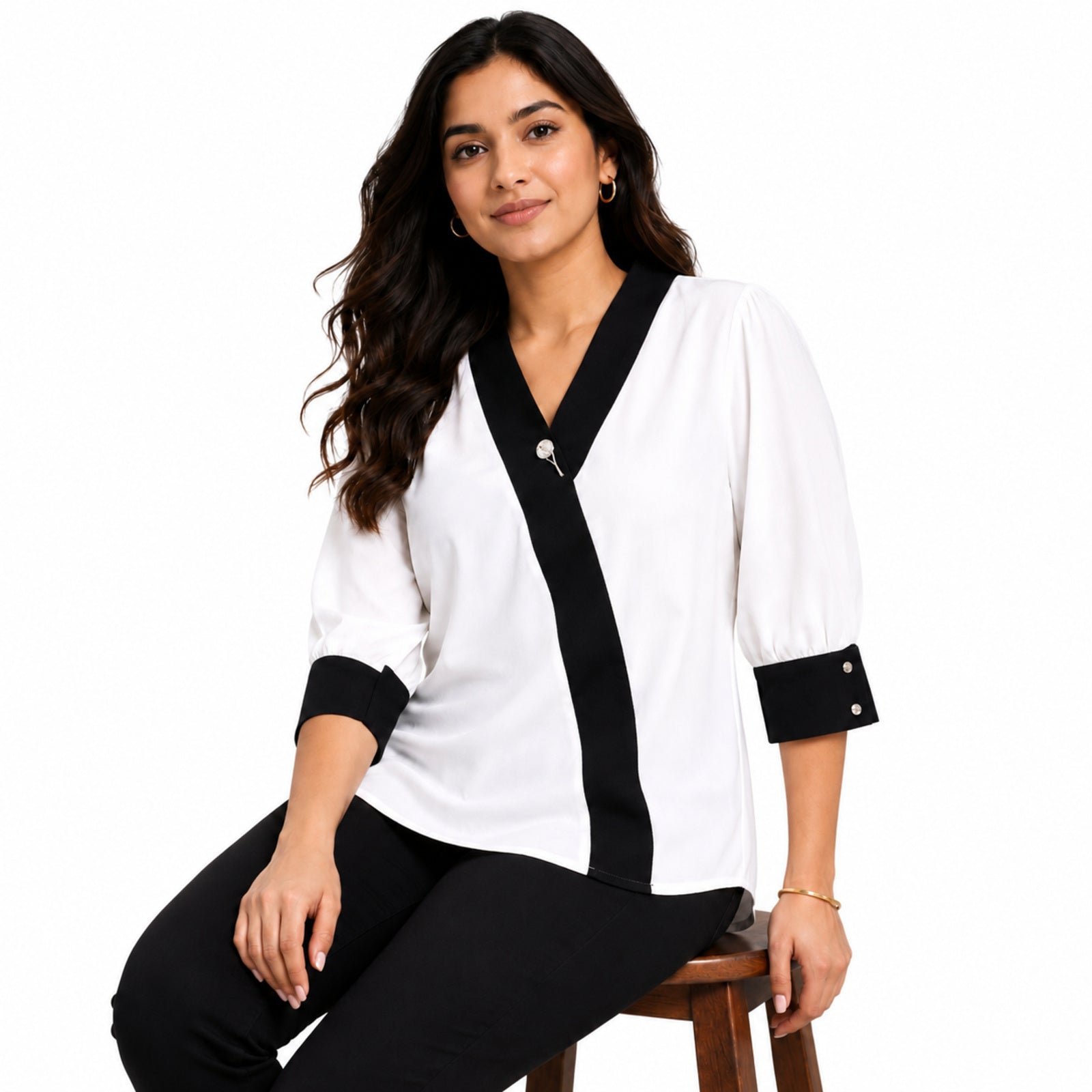 Women's Sophisticated Monochrome Angrakha Style Co-ord Set