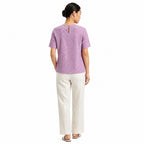 Women's Pink Textured Short Sleeve Top