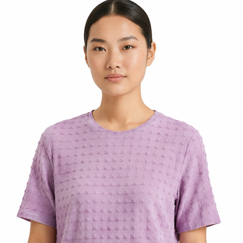 Women's Pink Textured Short Sleeve Top