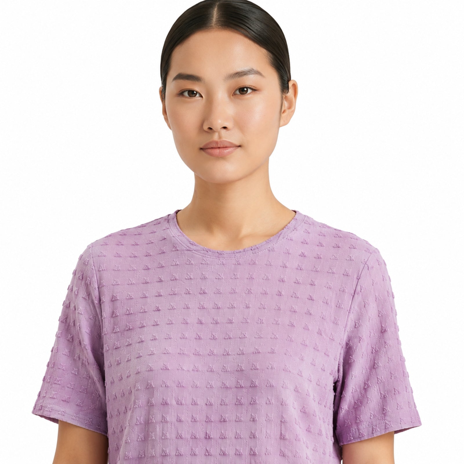 Women's Pink Textured Short Sleeve Top