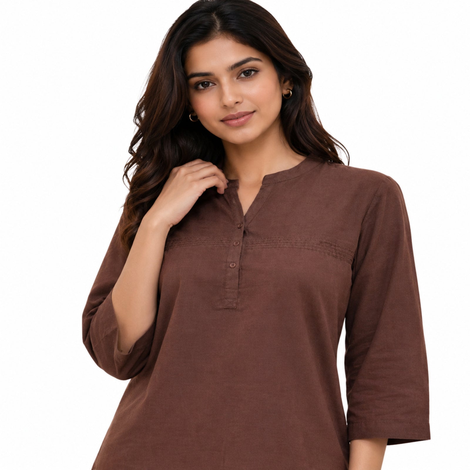 Women's Solid Brown Cotton Co-Ord Set