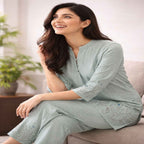 Women's Pista Embroidered Cotton Co-Ord Set