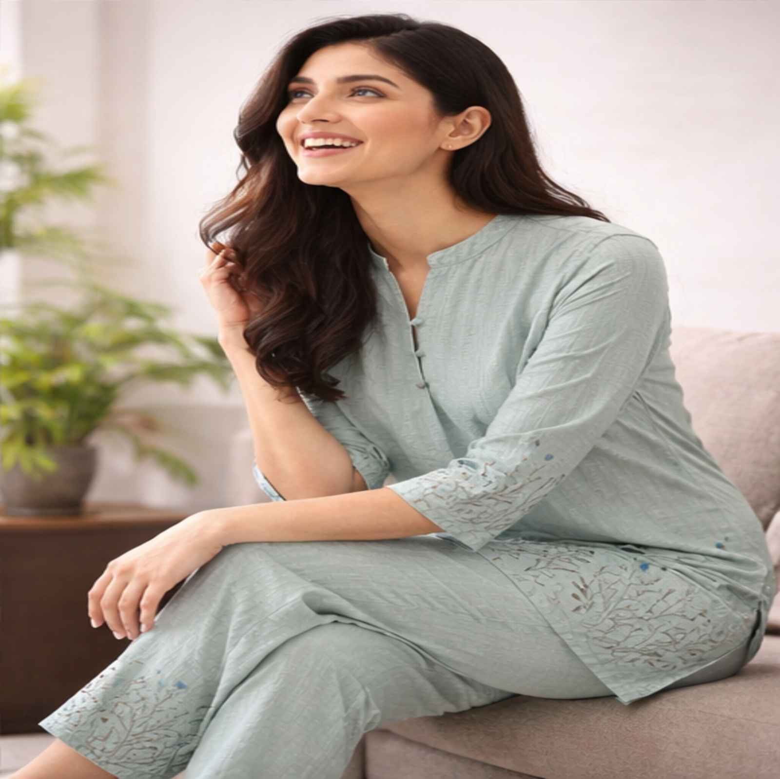 Women's Pista Embroidered Cotton Co-Ord Set