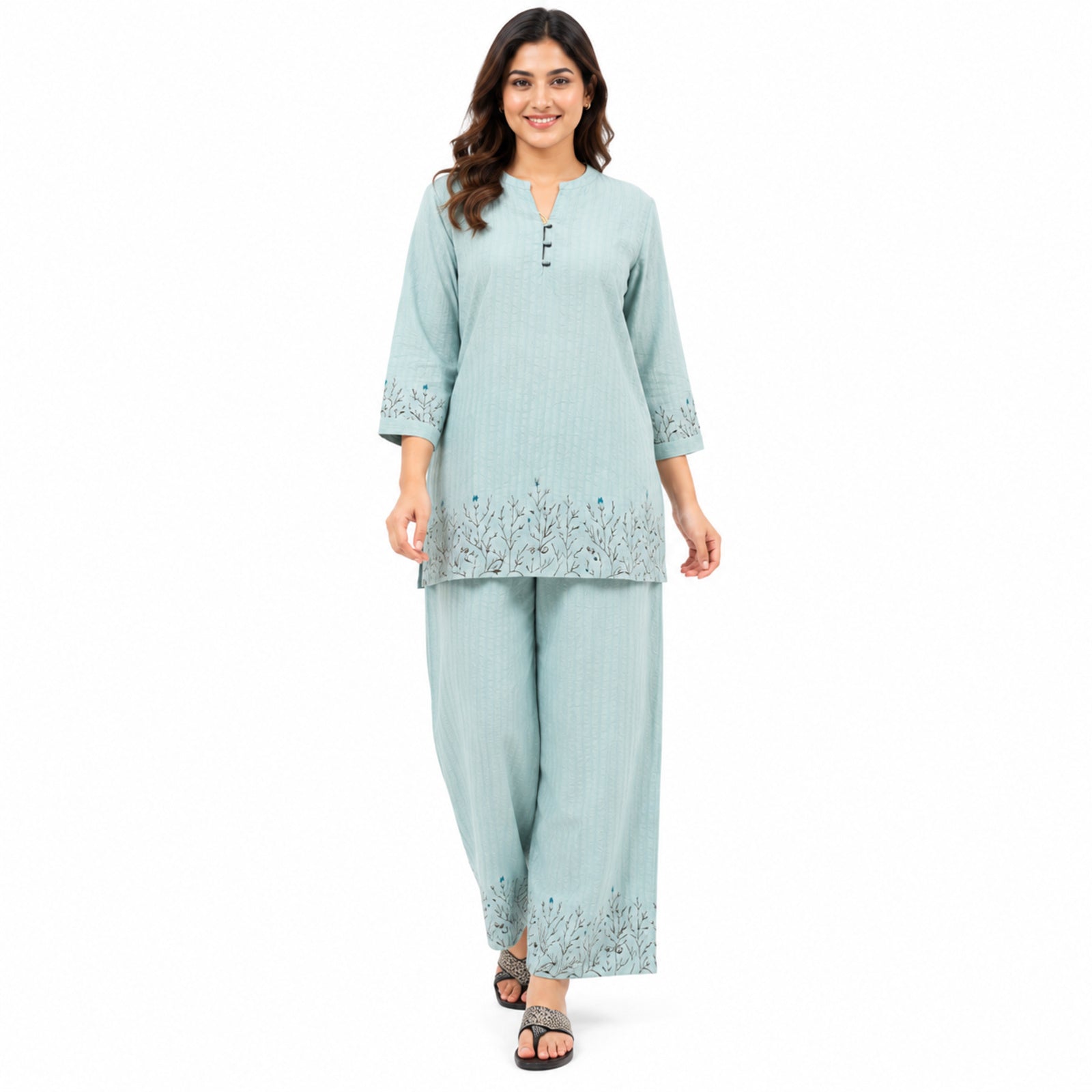 Women's Pista Embroidered Cotton Co-Ord Set