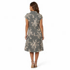 Grey Floral Button-Down Shirt Dress