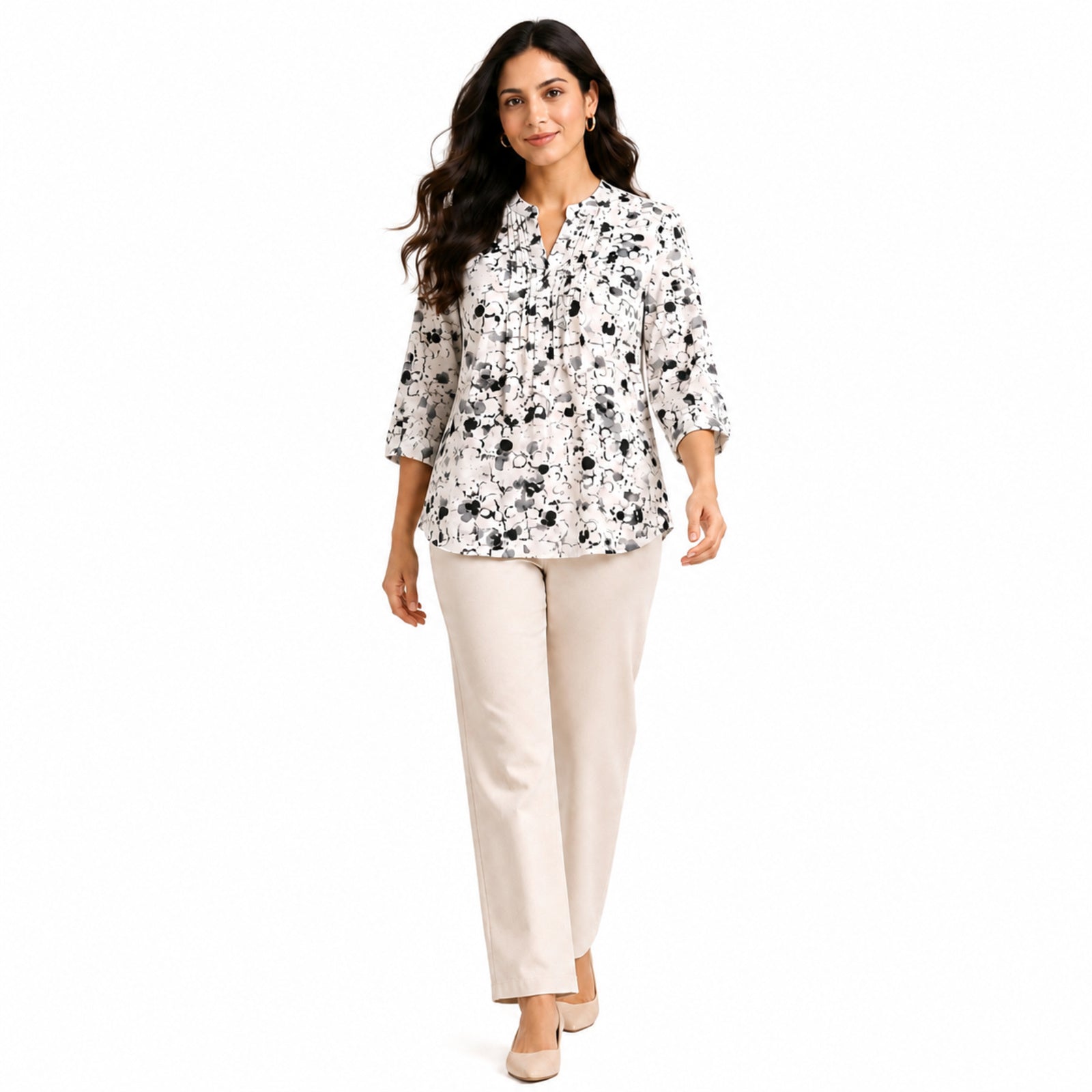 Women's Vibrant Abstract Speckled Flare Tunic Top