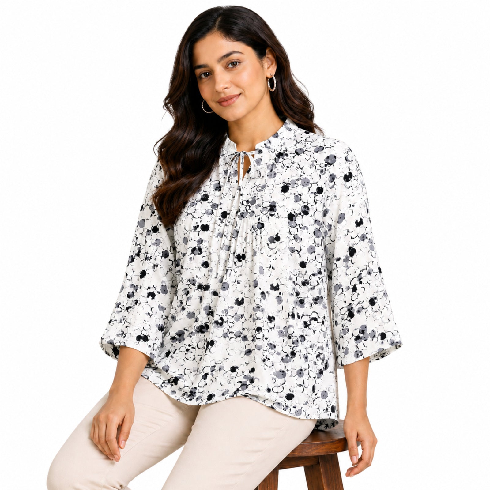 Women's Vibrant Abstract Speckled Flare Tunic Top