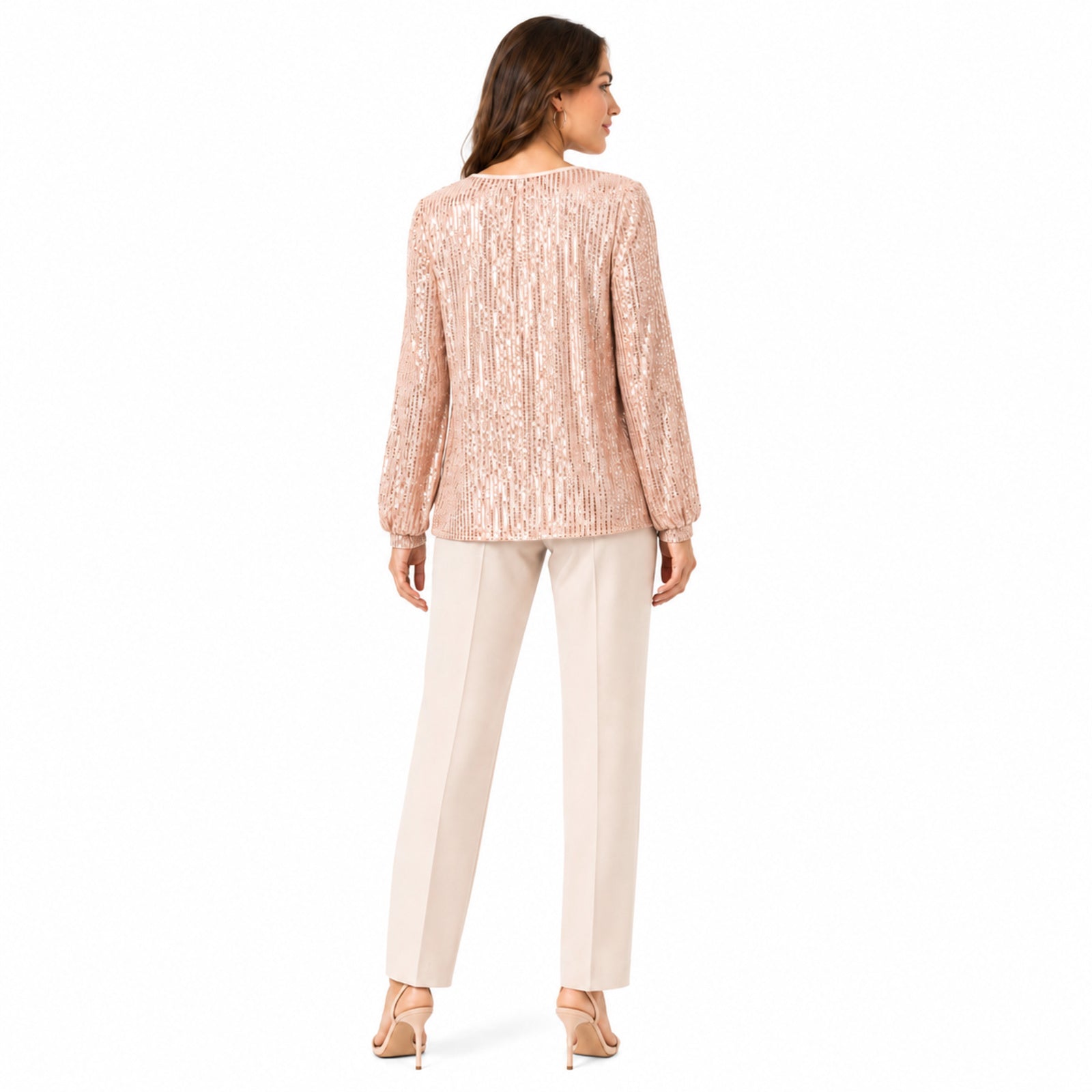 Women's Golden Sequin Embellished Full Sleeve Party Top