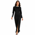 Women's Black Embellished High Neck Maxi Dress