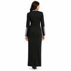 Women's Black Embellished High Neck Maxi Dress