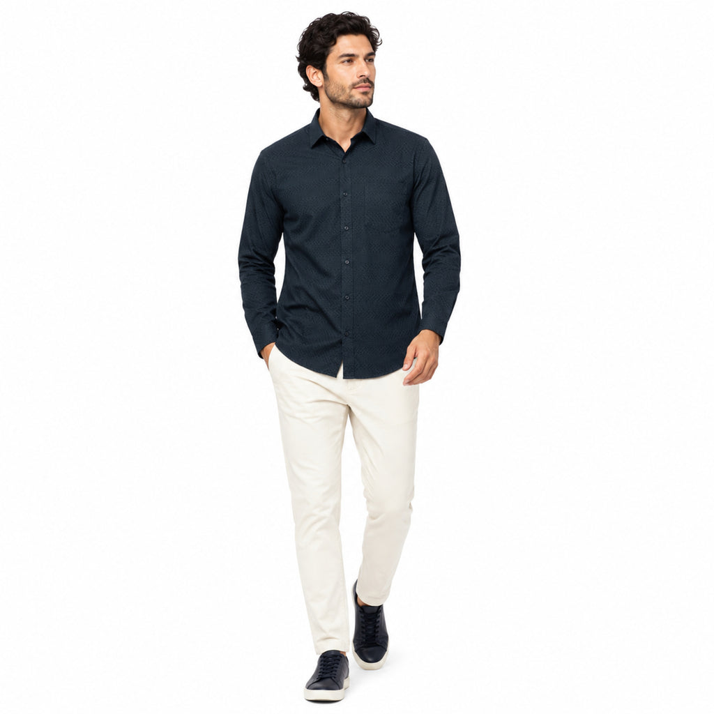 Formal Green Micro-Check Shirts