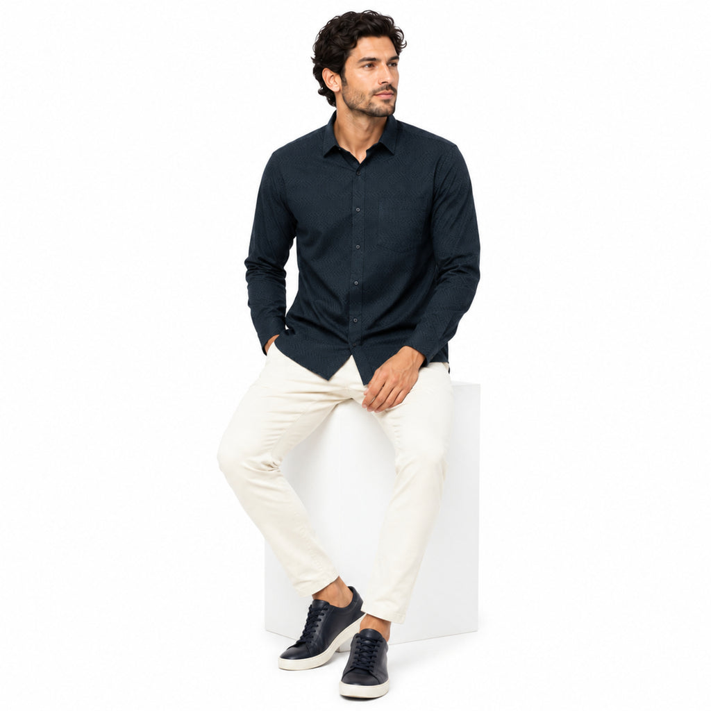 Formal Green Micro-Check Shirts
