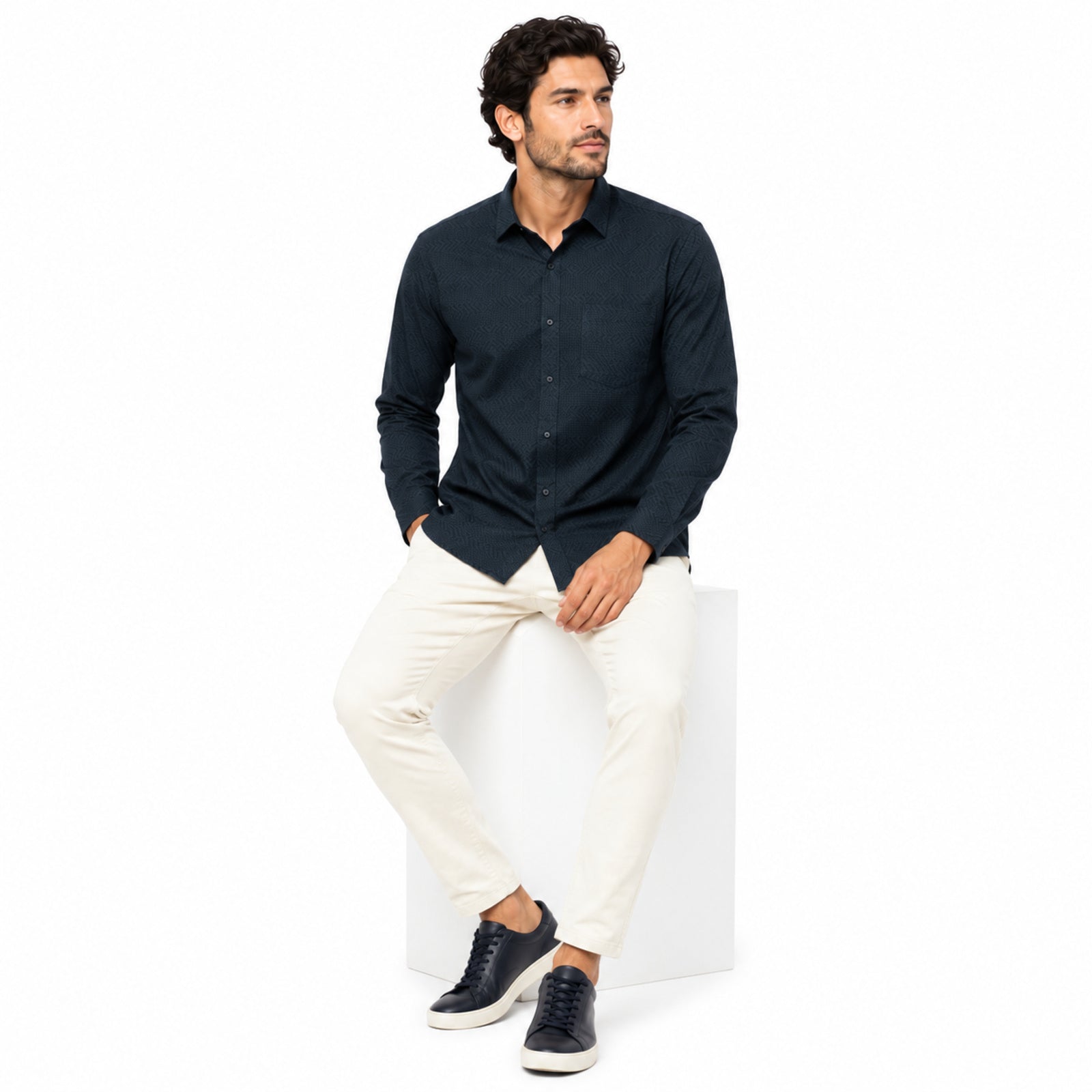 Formal Green Micro-Check Shirts