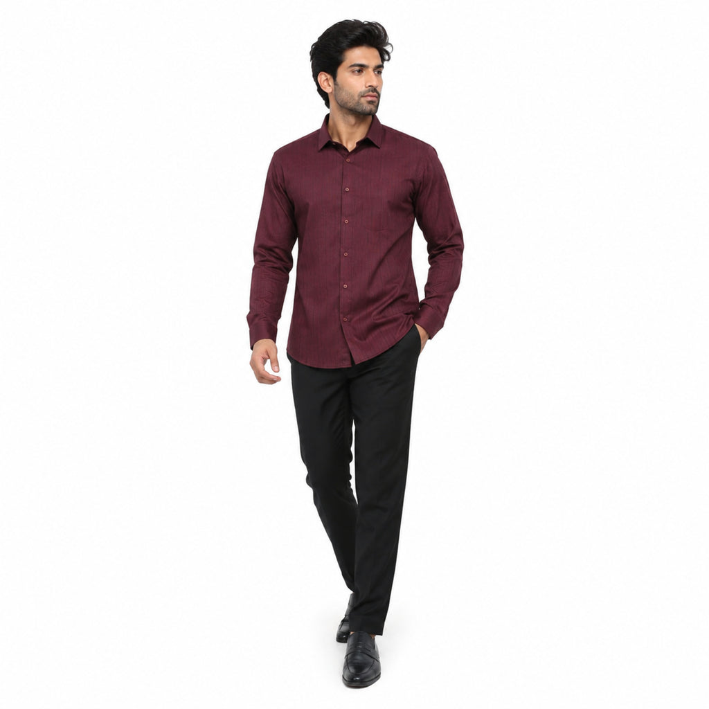 Formal Maroon Micro-Dotted Shirts