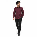 Formal Maroon Micro-Dotted Shirts