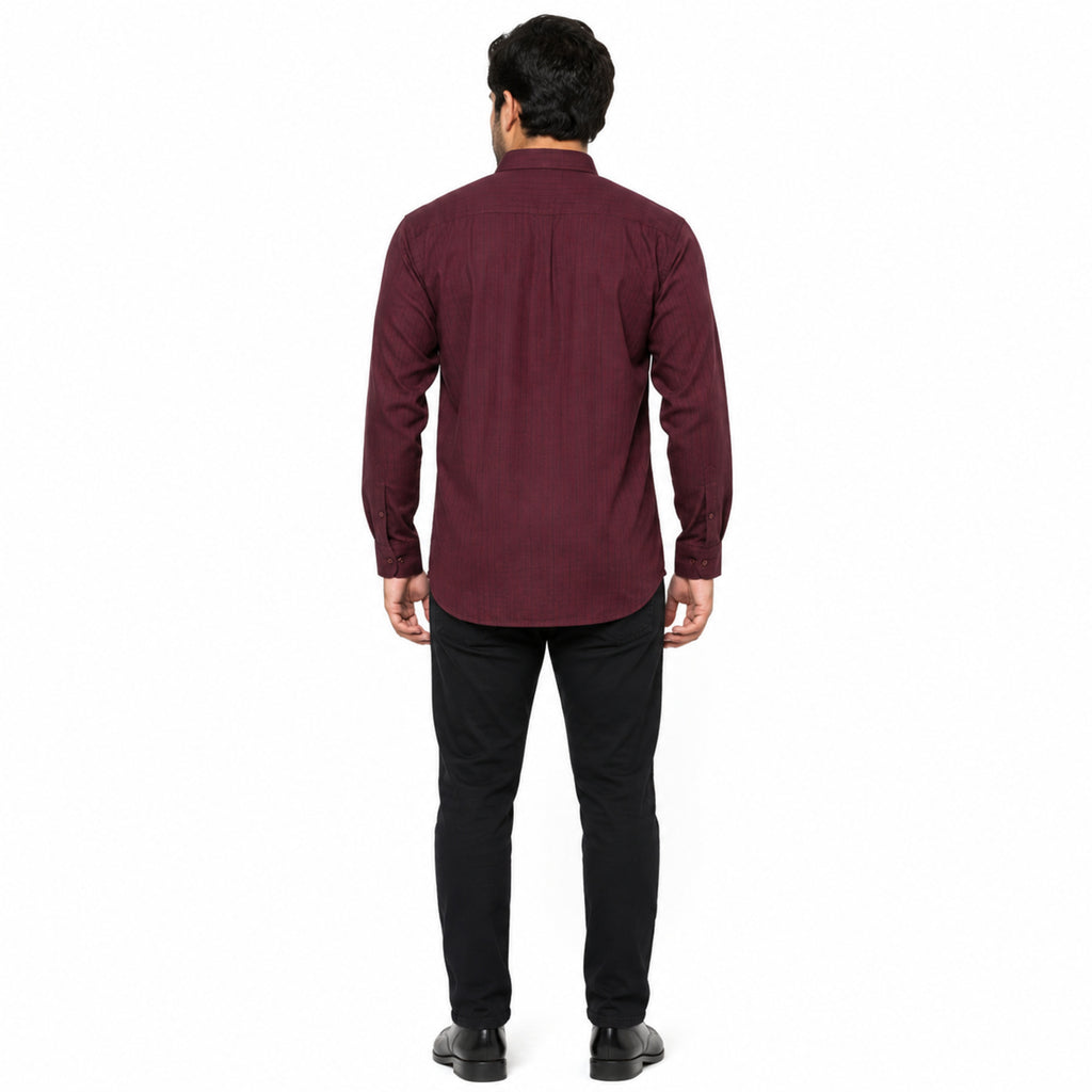Formal Maroon Micro-Dotted Shirts