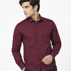 Formal Maroon Micro-Dotted Shirts