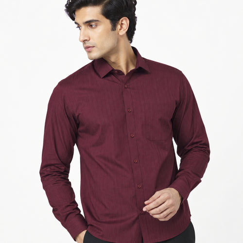 Formal Maroon Micro-Dotted Shirts