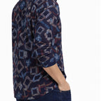 Men's Geometrical Navy Blue Full Sleeves Printed
