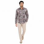 Men's Abstract Marble Peach Full Sleeves Printed