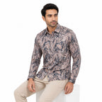 Men's Abstract Marble Peach Full Sleeves Printed