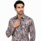 Men's Abstract Marble Peach Full Sleeves Printed