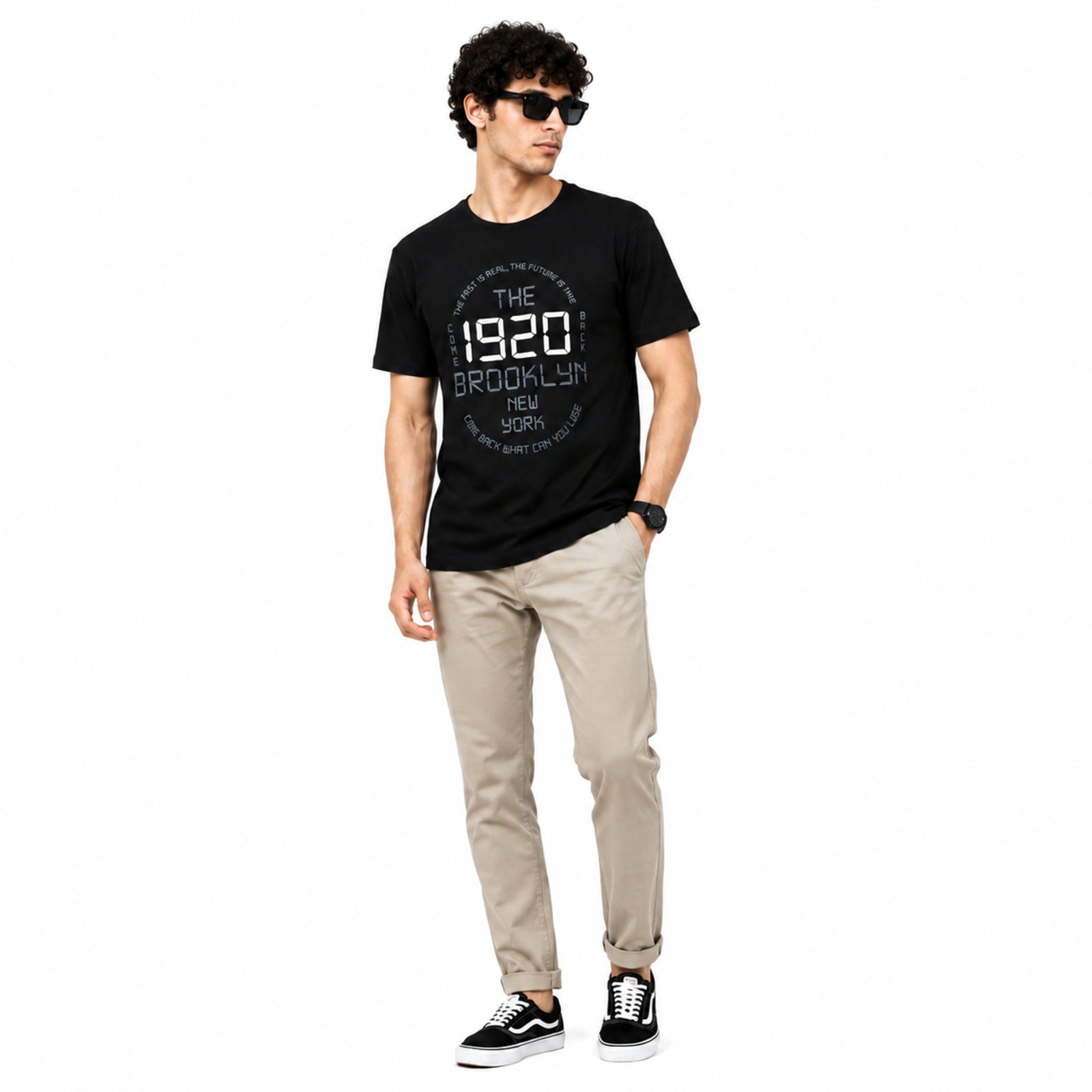 Men's Black Brooklyn 1920 Graphic Printed T-Shirt