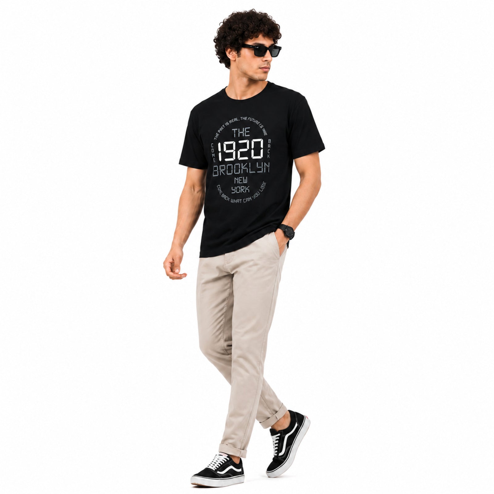 Men's Black Brooklyn 1920 Graphic Printed T-Shirt