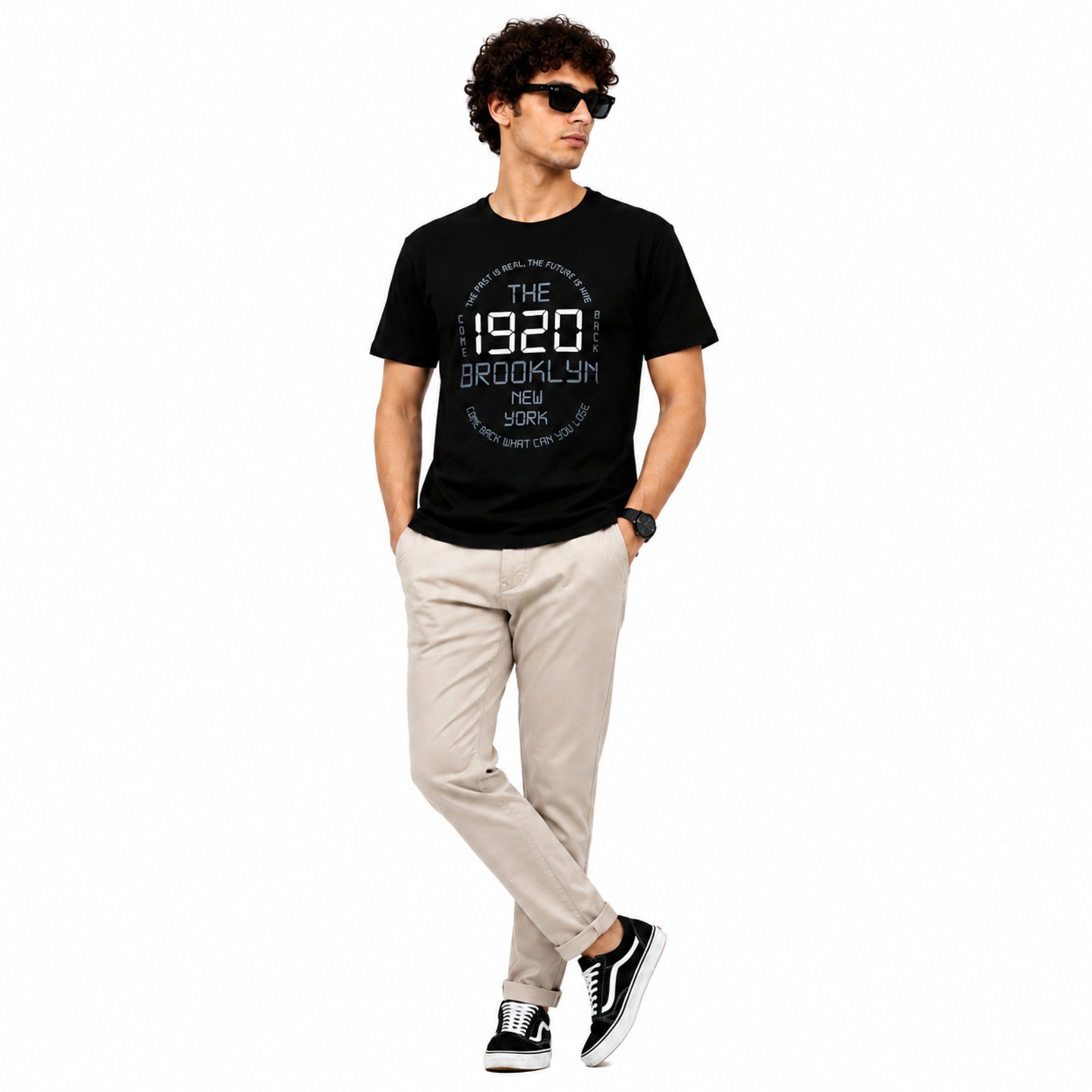 Men's Black Brooklyn 1920 Graphic Printed T-Shirt