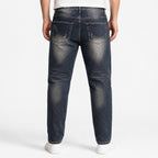 Men's Dark Blue Washed Slim Fit Casual Denim Jeans