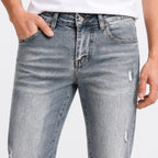 Men's Light Blue Distressed Regular Fit Casual Denim Jeans