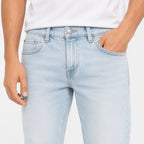 Men's Light Blue Ice-Wash Regular Fit Casual Denim Jeans