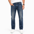 Men's Greenish Blue Faded Regular Fit Casual Denim Jeans
