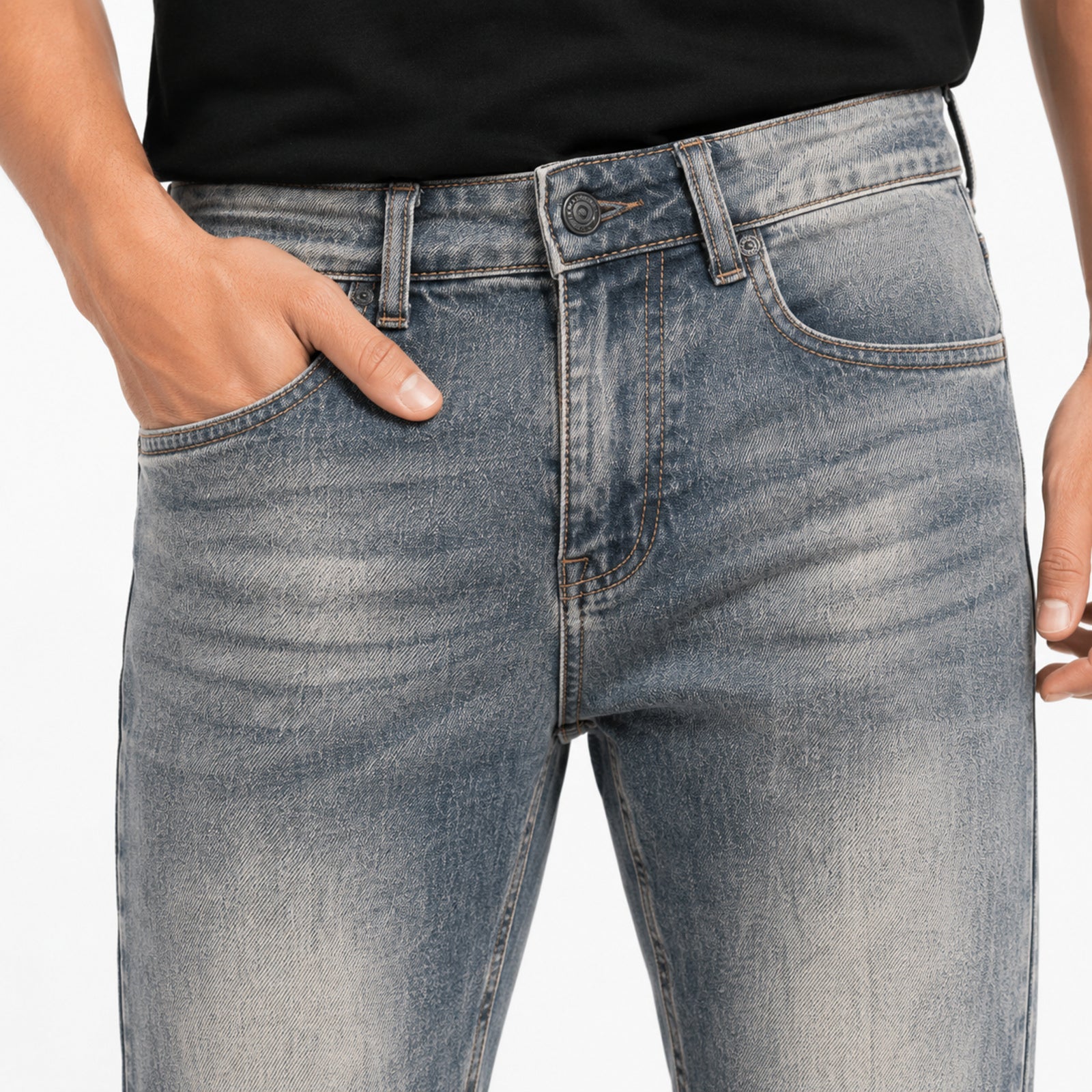 Men's Light Blue Washed Slim Fit Casual Denim Jeans