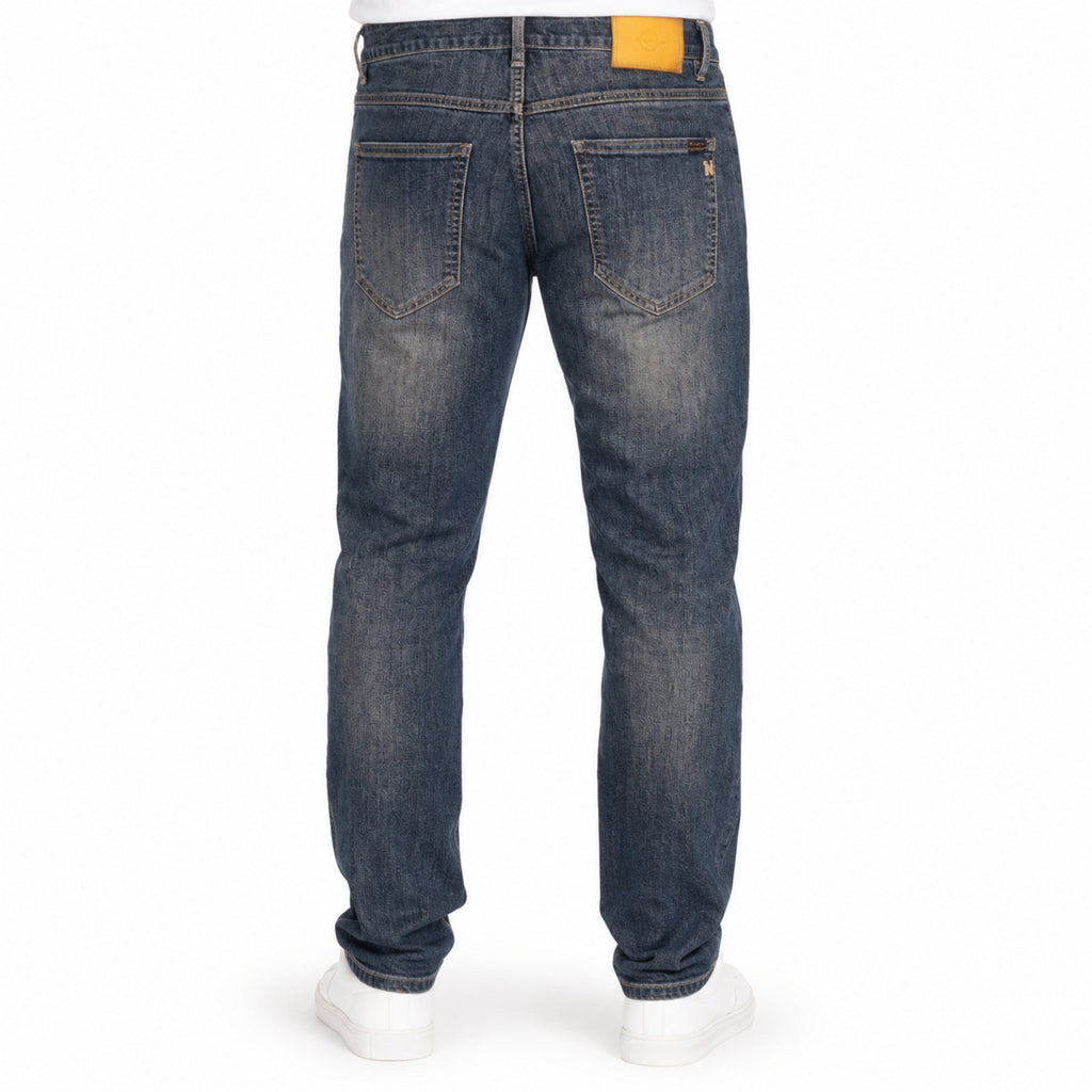 Men's Dark Blue Whiskered Regular Fit Casual Denim Jeans