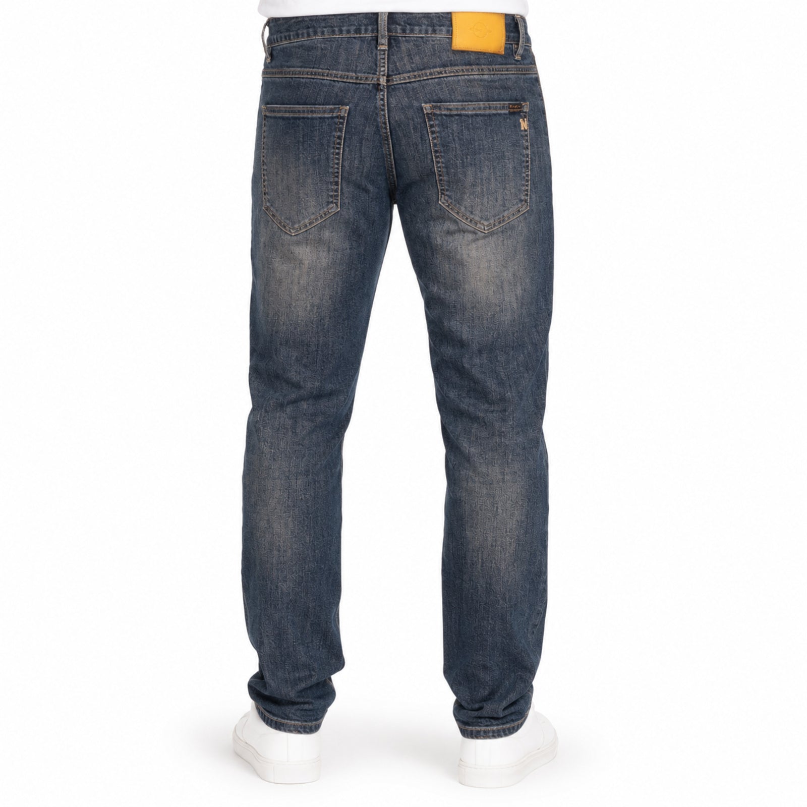 Men's Dark Blue Whiskered Regular Fit Casual Denim Jeans