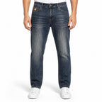 Men's Dark Blue Whiskered Regular Fit Casual Denim Jeans