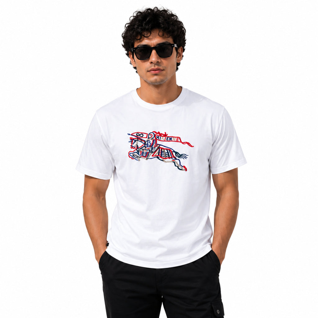 Men's Arctic White Artistic Graphic Casual T-Shirt