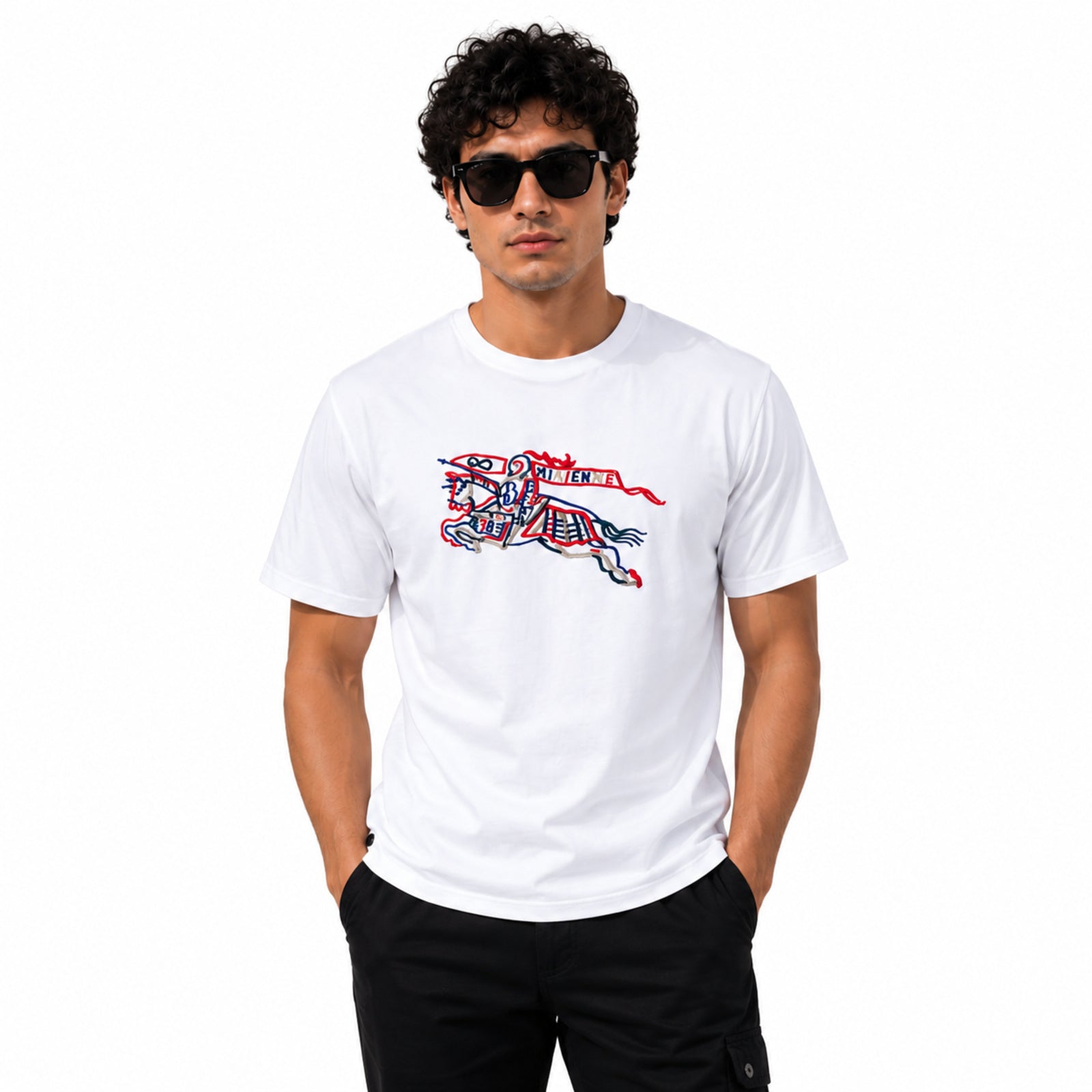 Men's Arctic White Artistic Graphic Casual T-Shirt