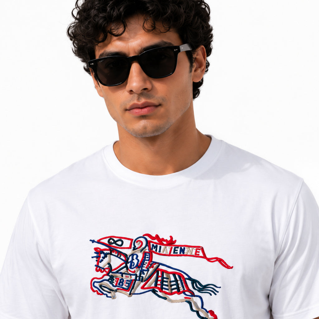 Men's Arctic White Artistic Graphic Casual T-Shirt