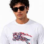 Men's Arctic White Artistic Graphic Casual T-Shirt