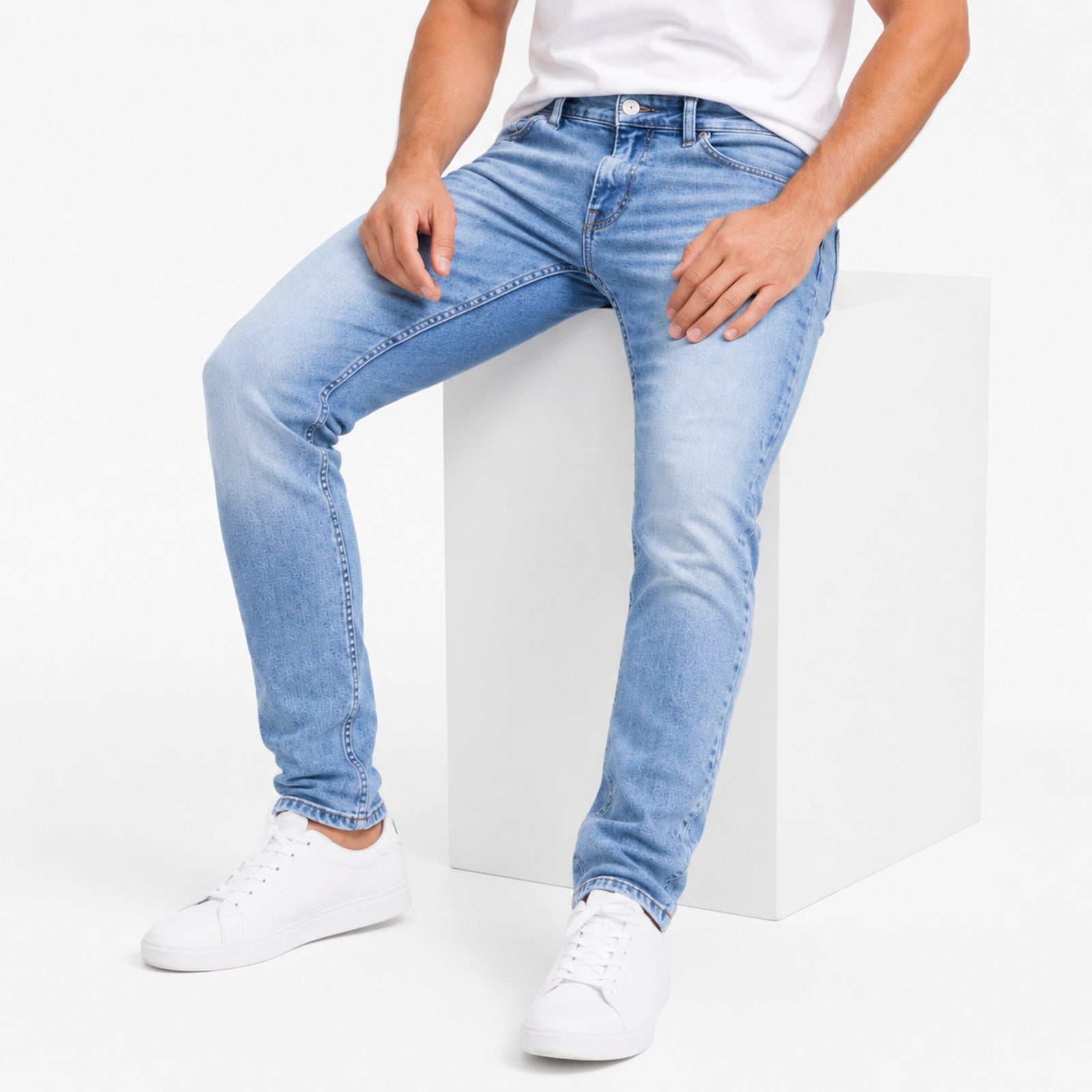 Classic Sky Blue Slim Fit Denim Jeans