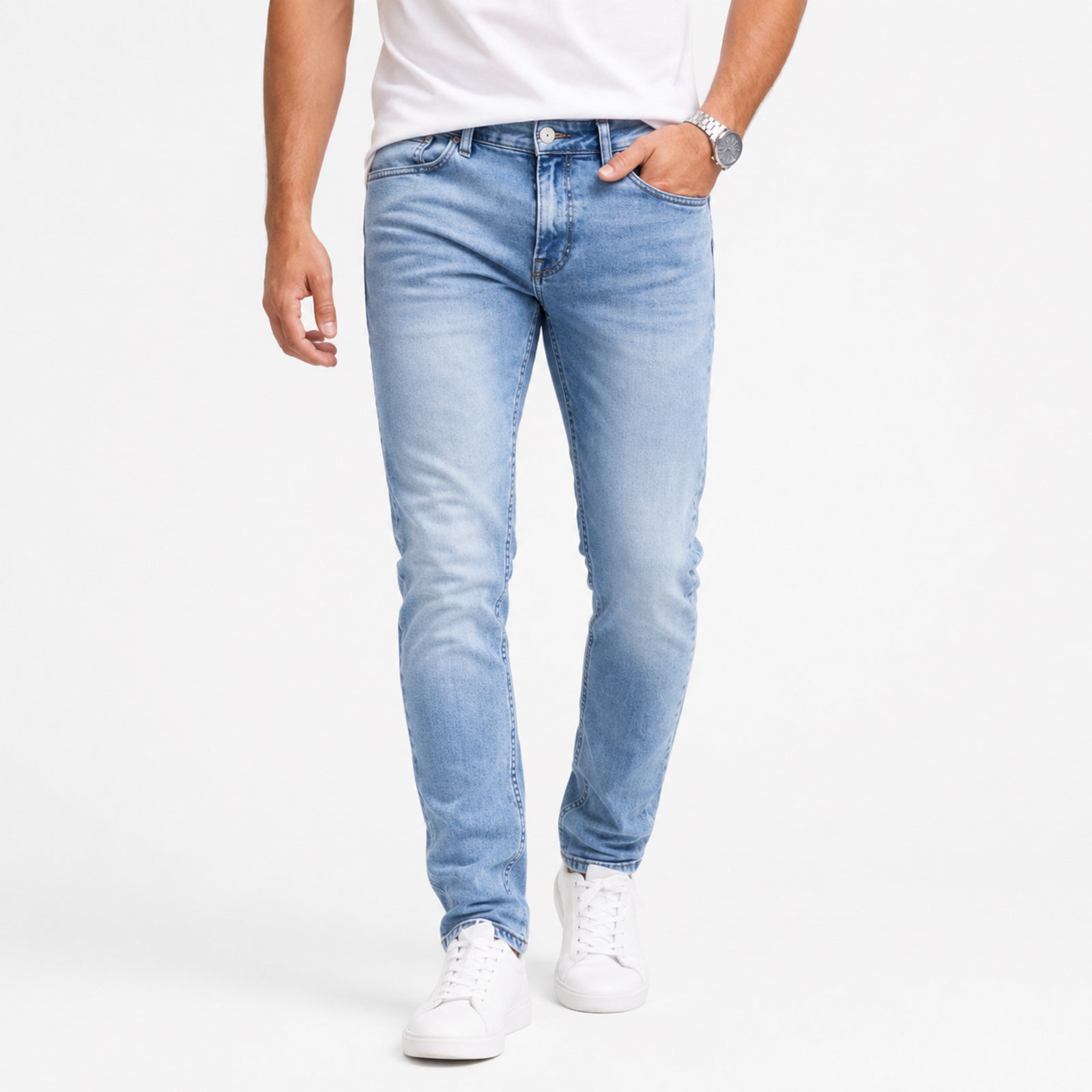 Classic Sky Blue Slim Fit Denim Jeans