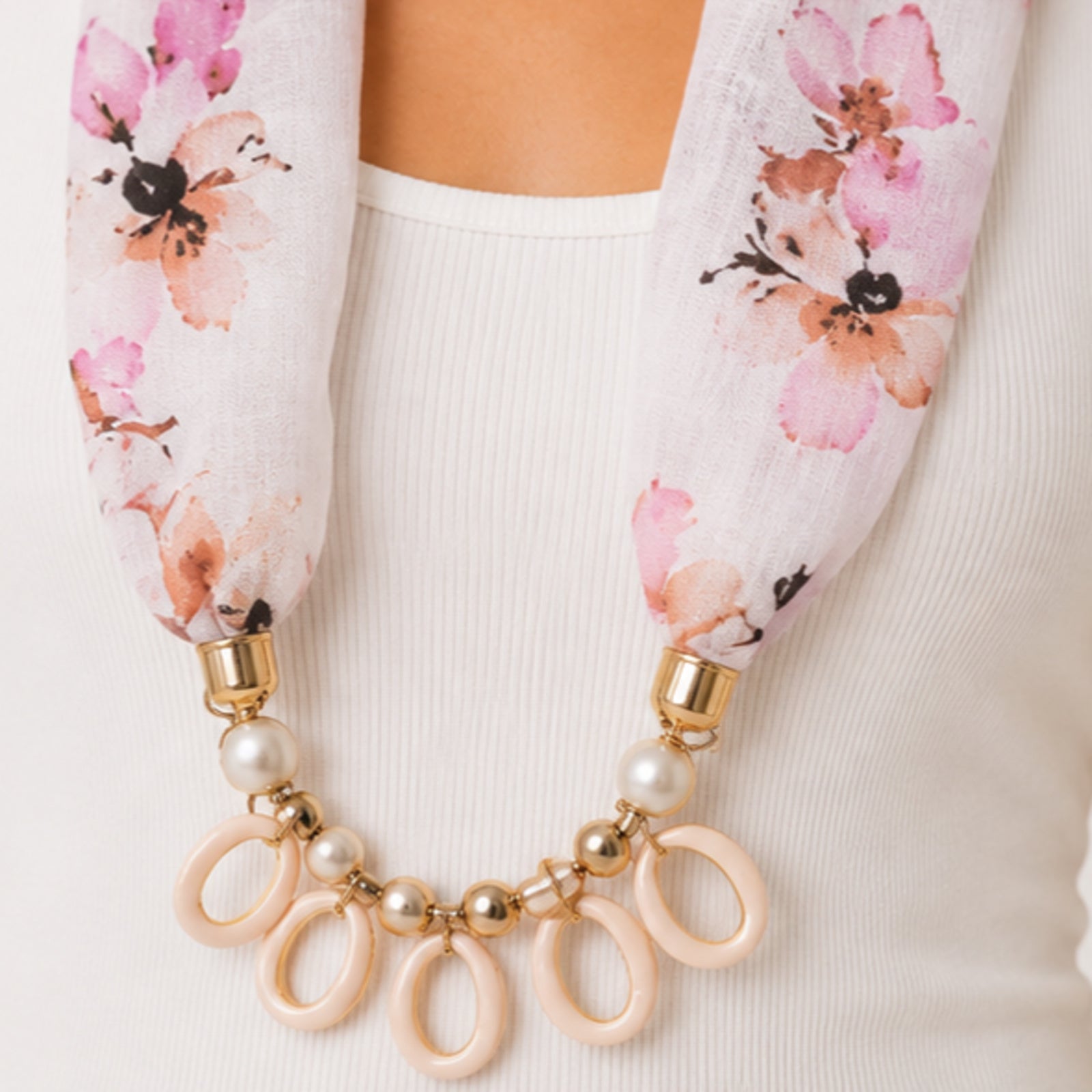 Women's Floral Print Fashion Scarf Necklace