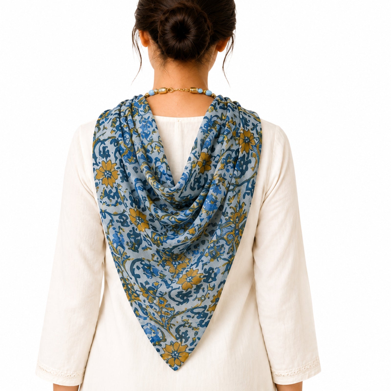 Women's Floral Print Scarf Necklace