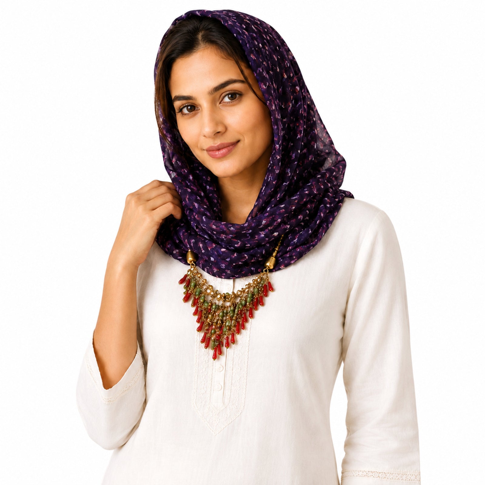 Women's Embellished Hood Style Scarf Necklace