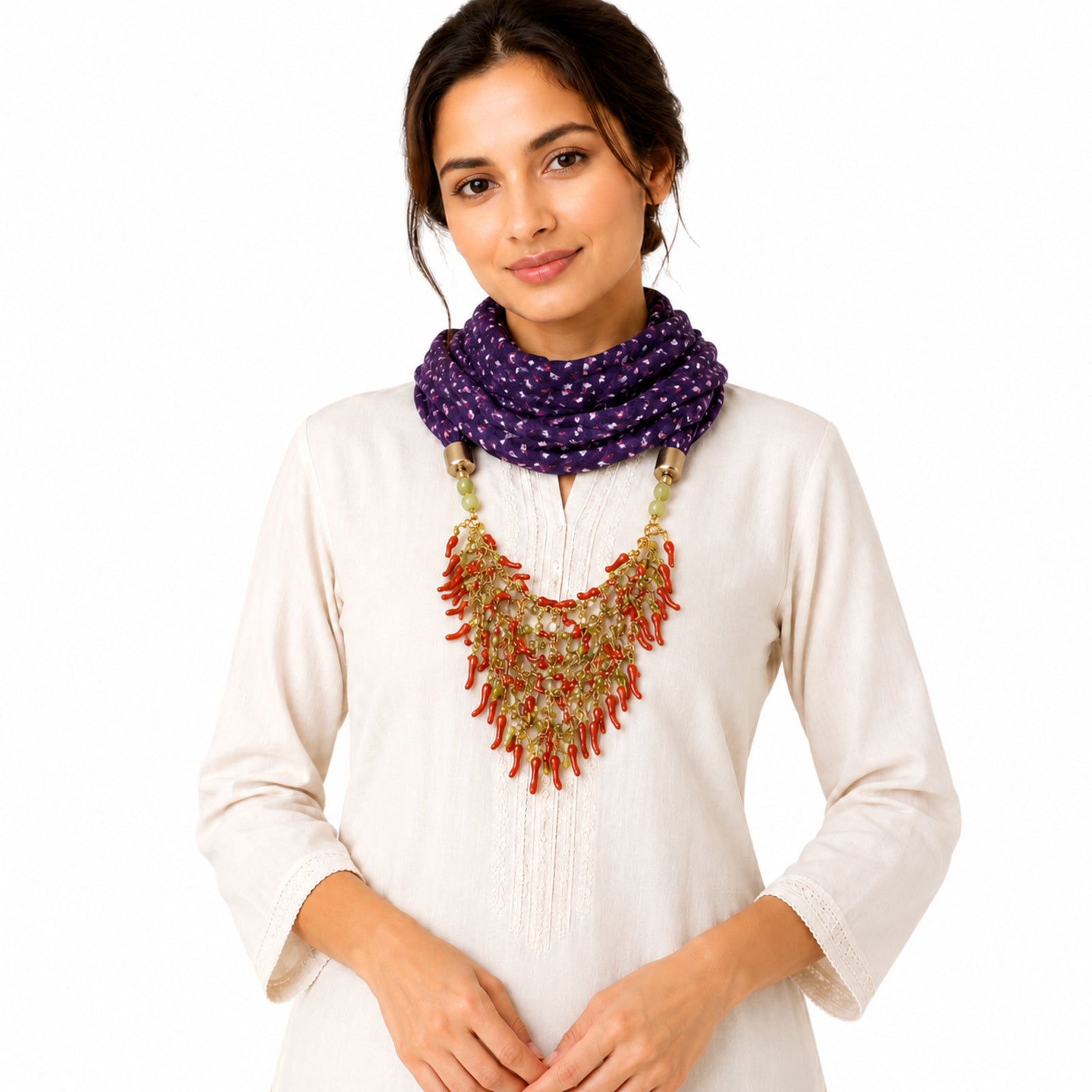 Women's Embellished Hood Style Scarf Necklace