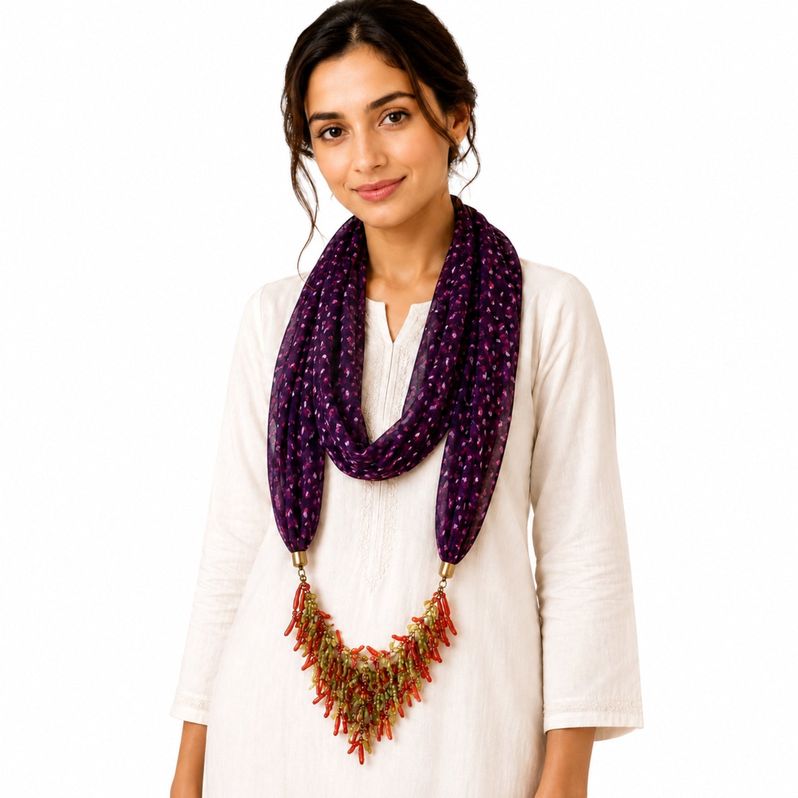 Women's Embellished Hood Style Scarf Necklace