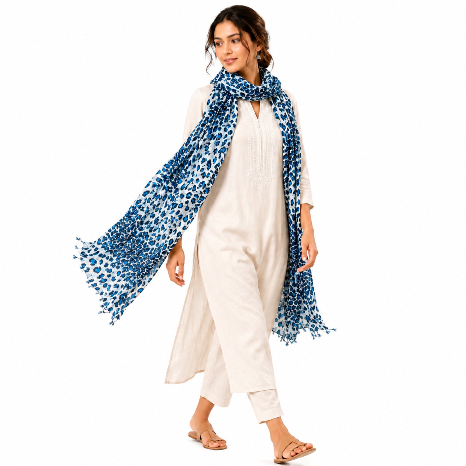 Women's Blue Animal Print Fashion Scarf